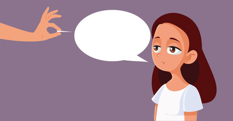 Parent Bursting Teens Bubble Censoring her Speech Vector Illustration. Girl being dismissed and discouraged by her own relatives
