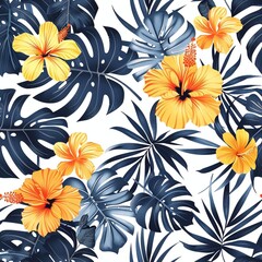 Hawaiian graphics Hawaiian shirt, Seamless pattern For clothing and decorative work generative ai art