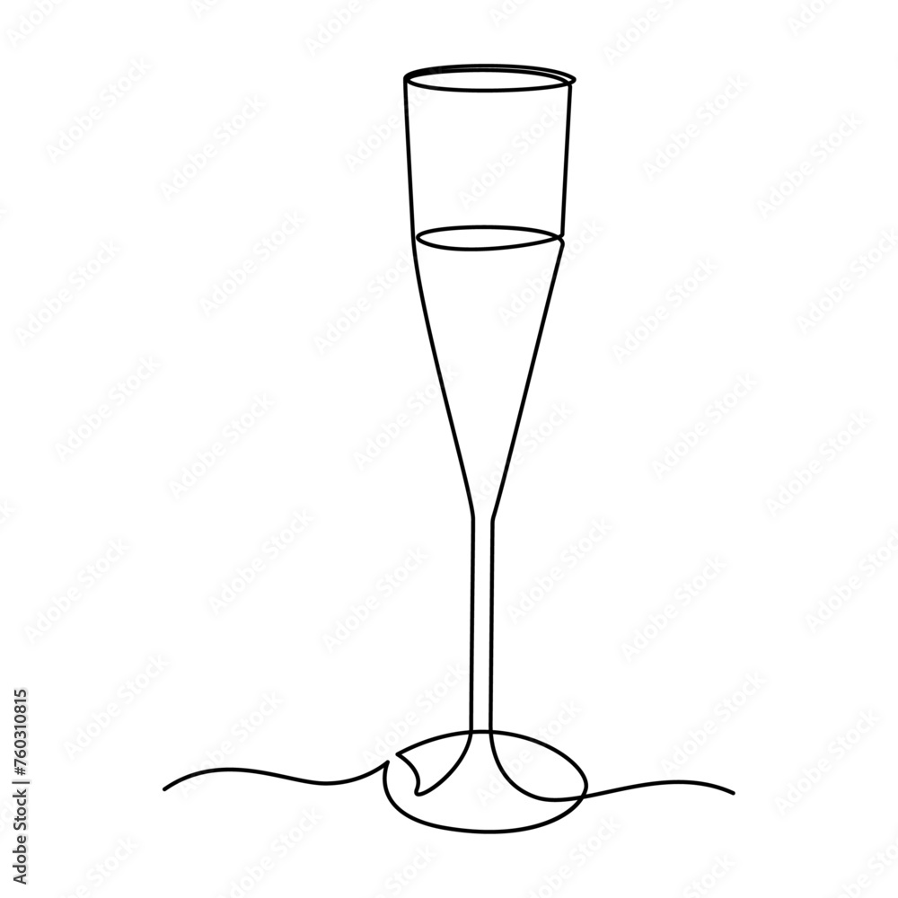 Poster wine glass isolated on white background. continuous one line drawing vector illustration minimalism 