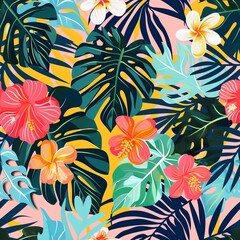 Hawaiian graphics Hawaiian shirt, Seamless pattern For clothing and decorative work generative ai art