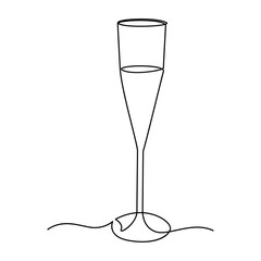 Wine glass isolated on white background. Continuous one line drawing vector illustration minimalism design of beverage element.