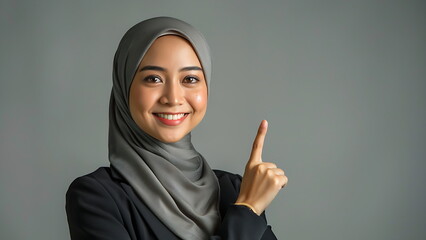Beautiful hijab woman smiling sweetly. With generative AI