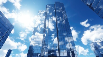view sky office building illustration windows height, architecture urban, glass modern view sky office building - obrazy, fototapety, plakaty
