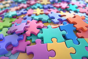 Colorful jigsaw puzzle for background