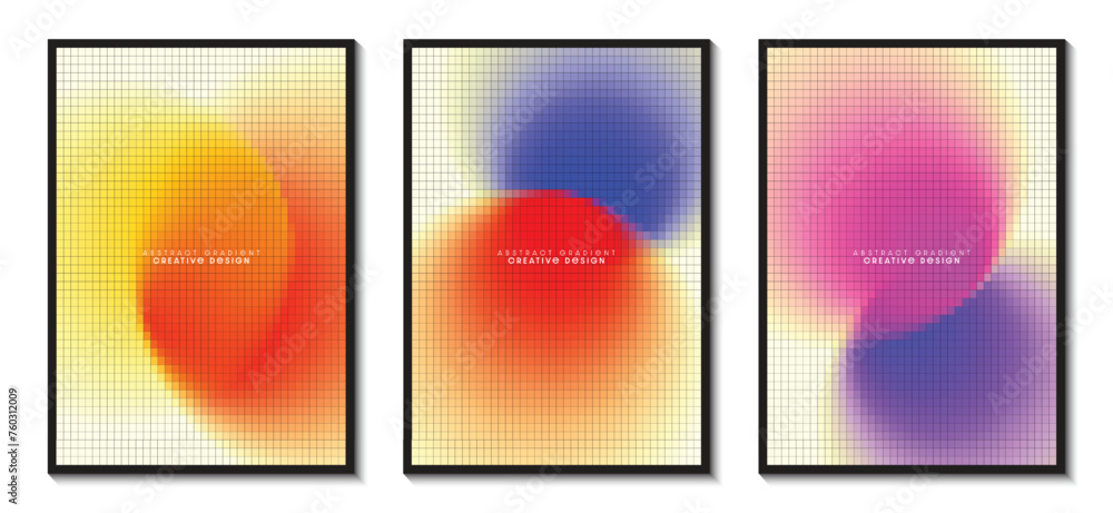 Poster circle gradient with overlapping blurred abstract mosaic pattern graphic background.