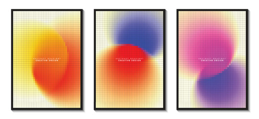 Fototapeta premium Circle gradient with overlapping blurred abstract mosaic pattern graphic background.