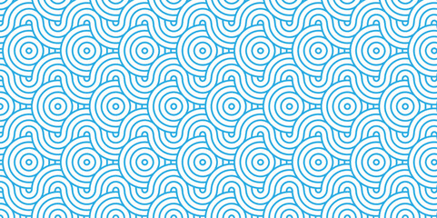 Overlapping Pattern Minimal diamond geometric waves spiral transparent and abstract circle wave line. blue seamless tile stripe geometric create retro square line backdrop pattern background.