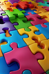 Colorful jigsaw puzzle for background