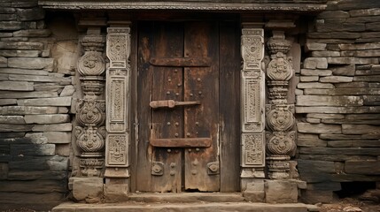Fototapeta na wymiar architecture door temple building illustration religious worship, gate shrine, holy spiritual architecture door temple building