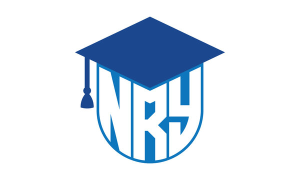 NRY initial letter academic logo design vector template. school college logo, university logo, graduation cap logo, institute logo, educational logo, library logo, teaching logo, book shop, varsity	