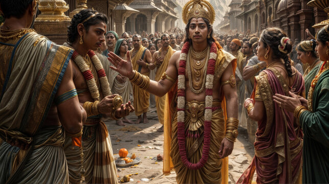 Hindu devotees carrying kavadi during Dashashwamedh festival in Varanasi, India.