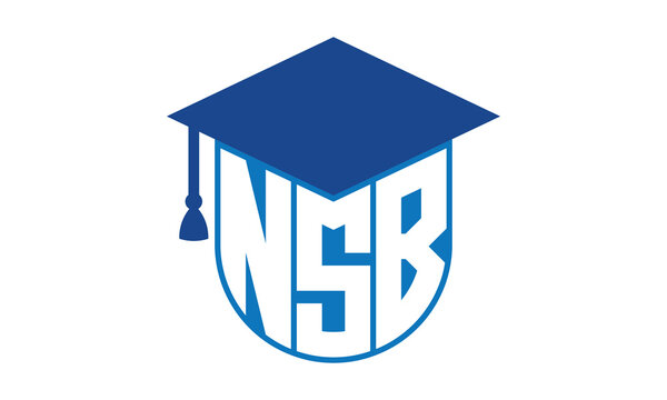 NSB initial letter academic logo design vector template. school college logo, university logo, graduation cap logo, institute logo, educational logo, library logo, teaching logo, book shop, varsity	