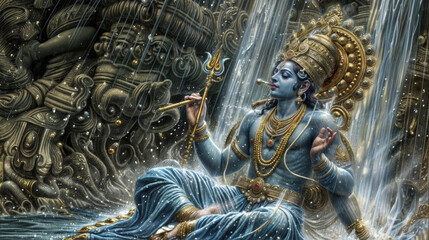 Lord Rama killing Ravana in Hindu God Ganesha. - obrazy, fototapety, plakaty