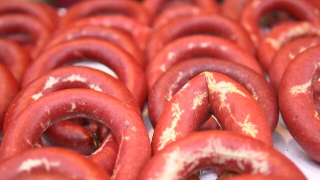 Sausage in turkish culture in a market 