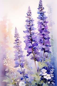 the delphinium flower isolated on white background AI Generative