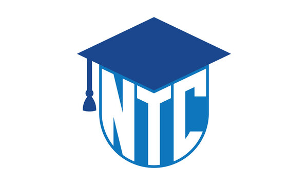 NTC initial letter academic logo design vector template. school college logo, university logo, graduation cap logo, institute logo, educational logo, library logo, teaching logo, book shop, varsity	