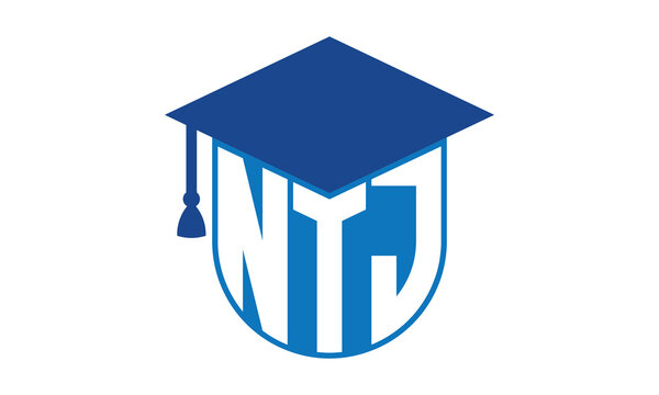 NTJ initial letter academic logo design vector template. school college logo, university logo, graduation cap logo, institute logo, educational logo, library logo, teaching logo, book shop, varsity	