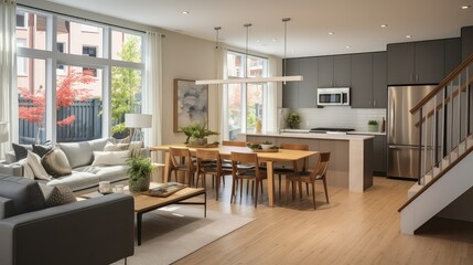 Fototapeta premium urban development townhouse building illustration modern sustainable, neighborhood zoning, permits infrastructure urban development townhouse building