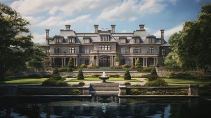 Fototapeta premium design angle mansion building illustration estate grand, modern historic, facade windows design angle mansion building