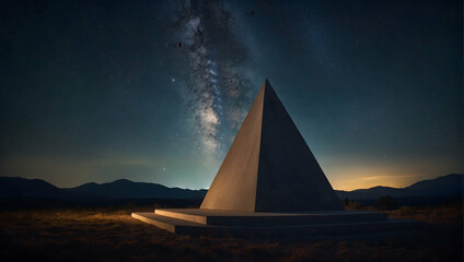 Triangular Podium against a Starry Night Sky