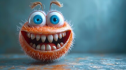 A comical 3D cartoon character illustration caught in a moment of hilarity against a seamless solid...