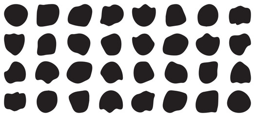 blob shape vector illustration set .Random shapes. Organic black blobs of irregular shape. Abstract blotch, inkblot and pebble silhouettes, simple liquid. - obrazy, fototapety, plakaty