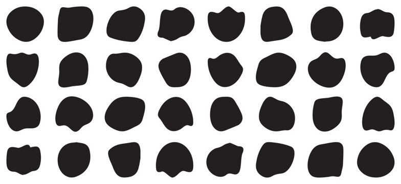 blob shape vector illustration set .Random shapes. Organic black blobs of irregular shape. Abstract blotch, inkblot and pebble silhouettes, simple liquid.