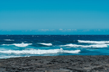 Lava flow at Punalu'u Black Sand Beach, Hawaii island / Big island.
