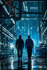 Obraz premium Historic merger, two rival companies unite on a grand stage, creating a new titan of industry