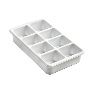  white plastic ice cube tray with 8 slots, 