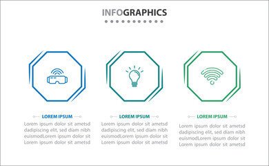 Vector business template for presentation. Timeline infographic design element and number options. Business concept with 3 steps. Can be used for workflow layout, diagram, annual report, web design.