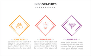 Vector business template for presentation. Timeline infographic design element and number options. Business concept with 3 steps. Can be used for workflow layout, diagram, annual report, web design.