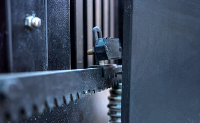 Automatic sliding front gate at modern villa