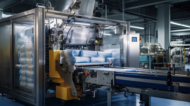vacuum packing food processing illustration pouches trays, boxes bags, film shrink vacuum packing food processing