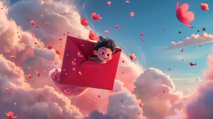 Bohater kreskówki leci przez powietrze w czerwonym kopercie z puchatym ogonem. Akcja przebiega dynamicznie i barwnie, przyciągając uwagę widza. Otoczony wiosennymi kwiatami. © Artur