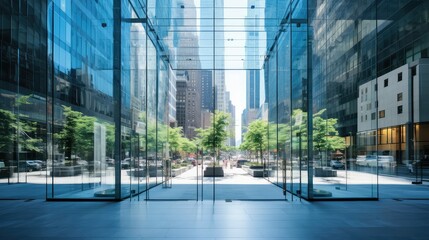 facade glass office building illustration windows reflection, corporate urban, cityscape sleek facade glass office building
