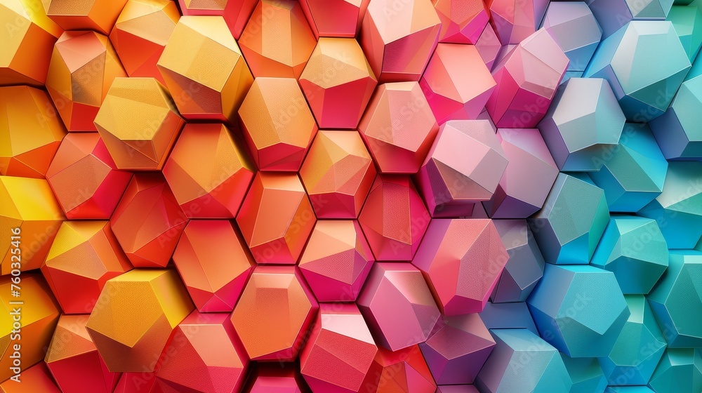 Aufkleber abstract pattern of 3d geometry on lively background