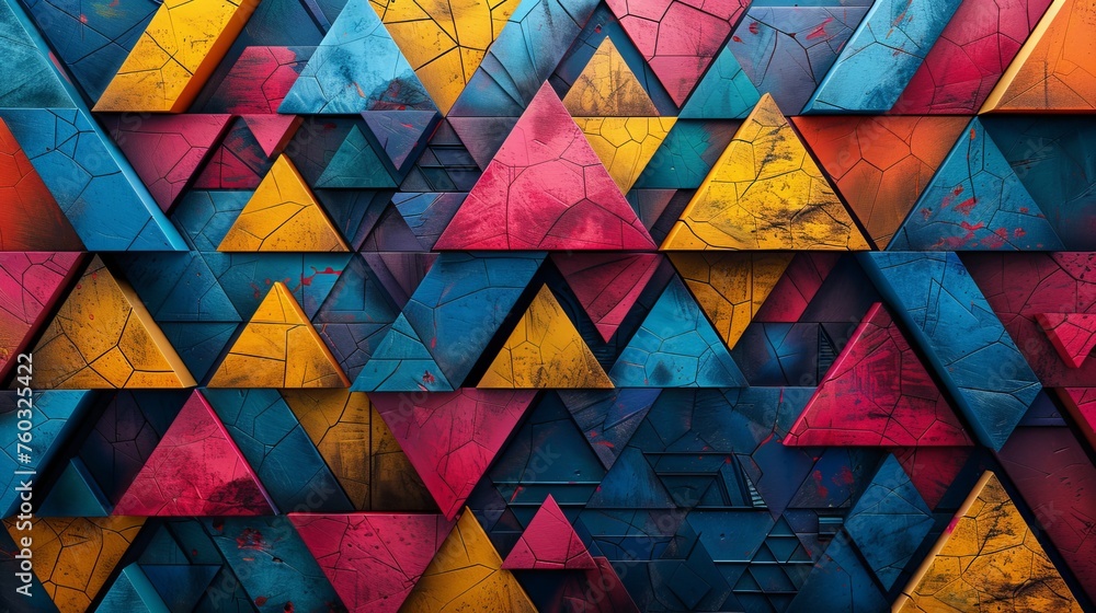 Aufkleber abstract pattern of 3d geometry on lively background