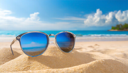 Fototapeta na wymiar Beach Sunglasses: Enjoying Sun, Sand, and Sea