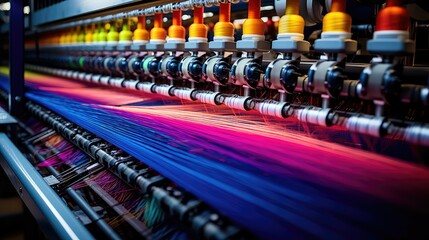fabric machine textile mill illustration yarn cotton, polyester knitting, dyeing embroidery fabric machine textile mill - obrazy, fototapety, plakaty