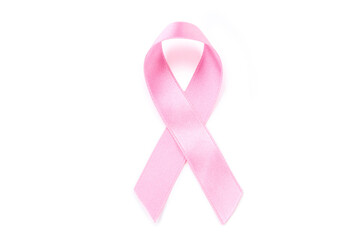 Cancer concept. Pink ribbon isolated on white background