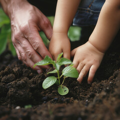 hands holding seedling