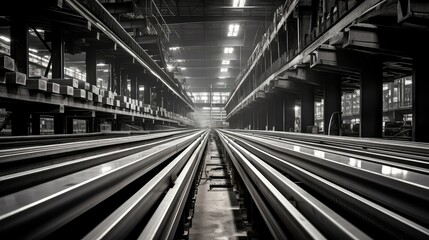 Naklejka premium production conveyor steel mill illustration industry machinery, equipment assembly, belt rollers production conveyor steel mill