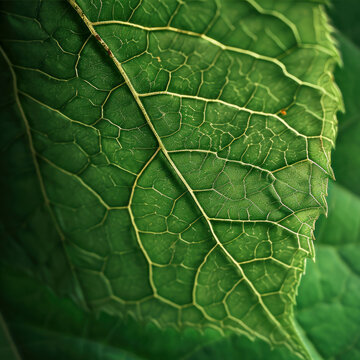 Experience the stunning realism of nature with this high resolution image revealing fine lines on a leaf. The slice perspective offers a fresh angle in ultra realistic detail. AI generative.