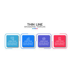 Business process step design template. Timeline infographic with 4 steps, options, icons. Vector thin line elements for presentation.