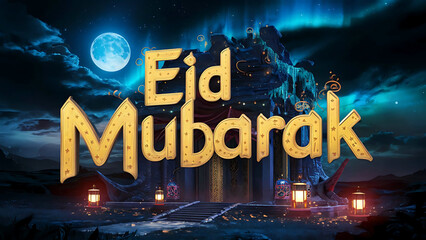 Eid Mubarak premium vector illustration with luxury design