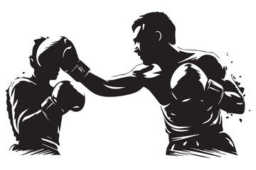 vector illustration of boxer woman silhouette in black