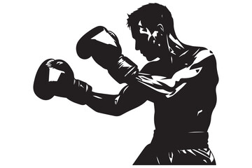 vector illustration of boxer woman silhouette in black