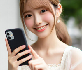 スマホを使う少女
