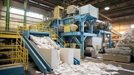 fibers pulping paper mill illustration chemicals process, machinery production, recycling sustainability fibers pulping paper mill - obrazy, fototapety, plakaty